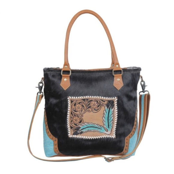 MYRA BAG Hair-on leather hand tooled - Picture 8 of 9